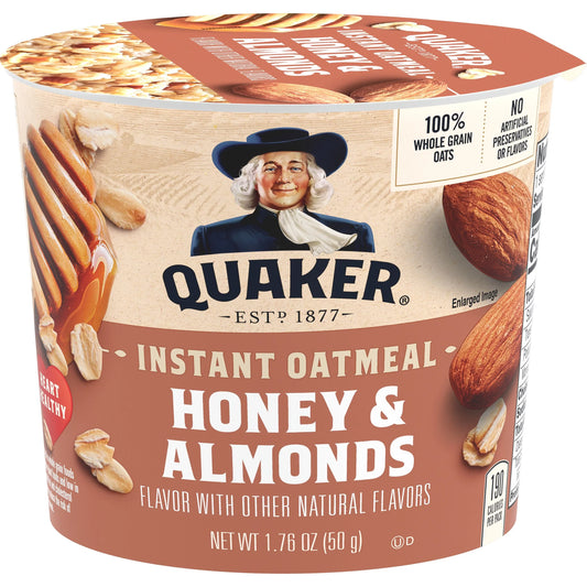 Quaker Instant Oatmeal Honey And Almond 16.9 Oz. Cup