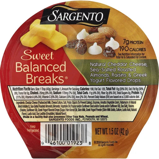 Sargento Balanced Breaks Cheddar Cheese, Almond, Raisins and Greek Yogurt