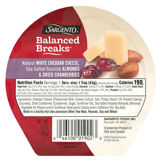 Sargento Balanced Breaks White Cheddar, Almonds, Cranberries